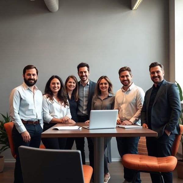 Piccolo team professionale al lavoro in un ufficio fiorentino