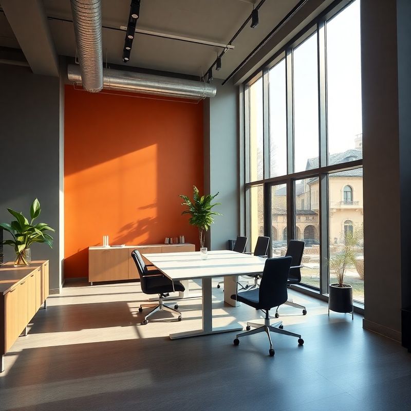 Interno di un ufficio moderno a Firenze con parete di accento e luce naturale